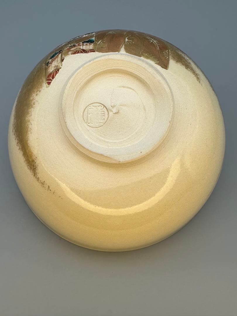 Ninsei-Style Standing Hina Dolls Chawan Tea Bowl by Tanaka Juho