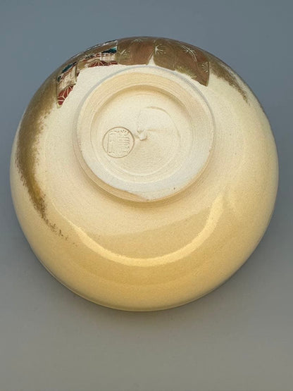 Ninsei-Style Standing Hina Dolls Chawan Tea Bowl by Tanaka Juho