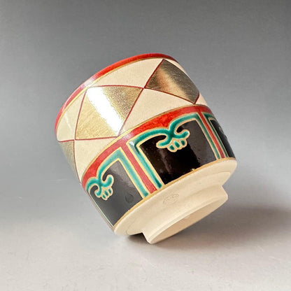 Ninsei-Style Silver Diamond Tsutsuchawan by Tezuka Toho, Kyoto