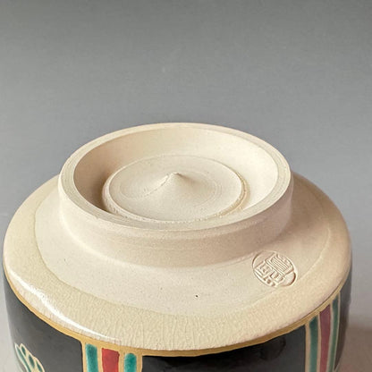 Ninsei-Style Silver Diamond Tsutsuchawan by Tezuka Toho, Kyoto