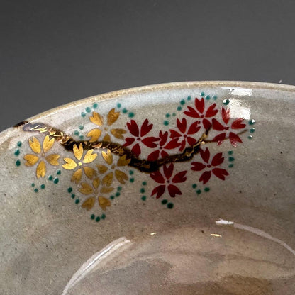 Kenzan-Style Cherry Blossom Tea Bowl by Terao Tozo — Kyo-yaki Chawan
