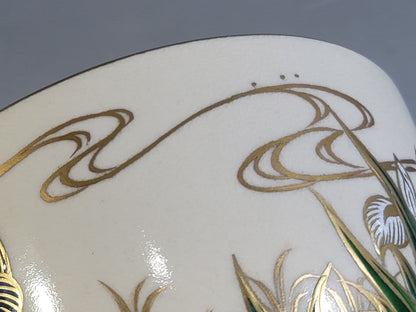 Yatsuhashi Iris Iro-e Chawan by Sugita Shohei — Seikanji Kiln Kyoto