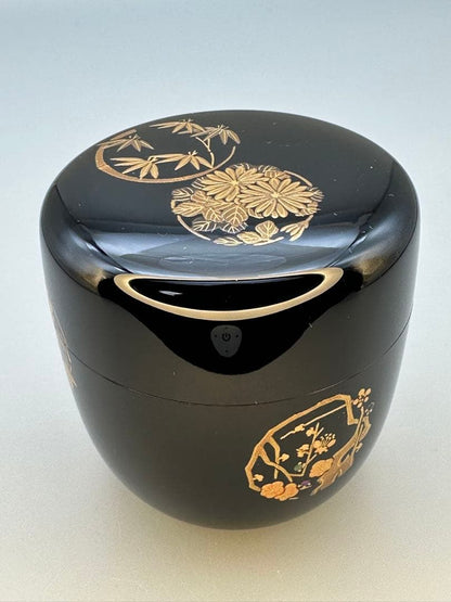 Hanamaru Maki-e Lacquer Tea Caddy by Ikebata Chiho — Natsume