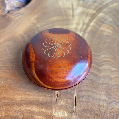 Rosewood Incense Container Chrysanthemum Inlay Kogo Tomobako