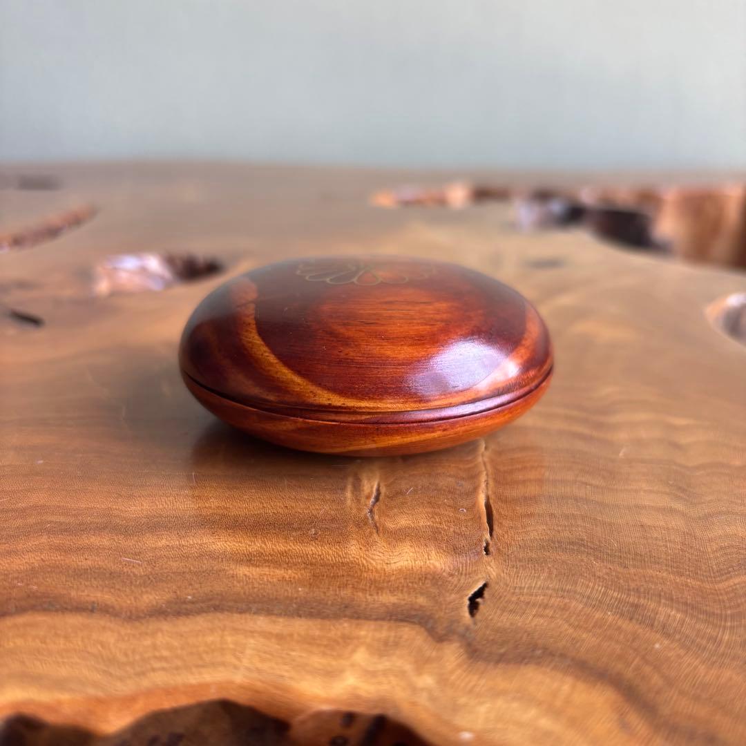Rosewood Incense Container Chrysanthemum Inlay Kogo Tomobako