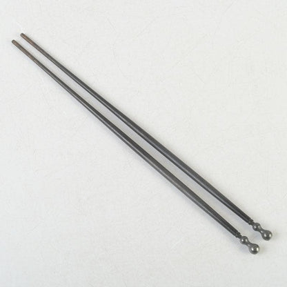 Silver Hibashi Fire Chopsticks by Chikueido Eishin — Nanryo Hyotan Head, Signed Box, Japanese Tea Ceremony
