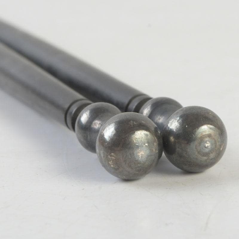 Silver Hibashi Fire Chopsticks by Chikueido Eishin — Nanryo Hyotan Head, Signed Box, Japanese Tea Ceremony