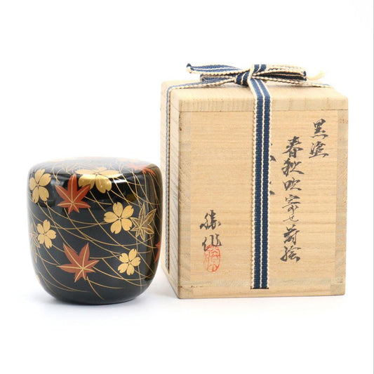 Hayashi Masaru Fukiyose Maki-e O-Natsume | Spring Autumn Lacquer Tea Caddy