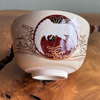 Miyaji Eika | Hinode Tsuru Chawan | Sunrise & Crane Tea Bowl | Ceremonial | New Year
