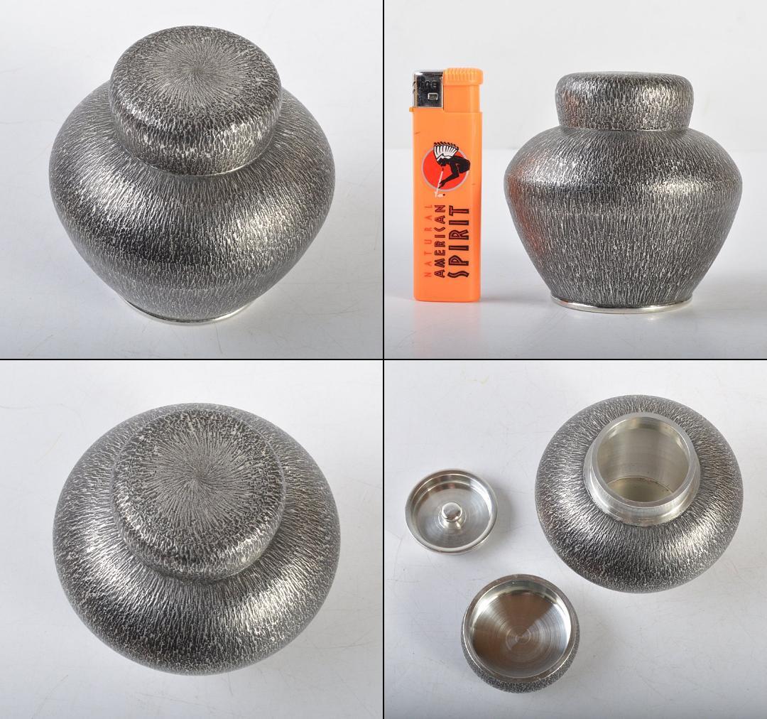 Imai Pewter Tea Canister with Cedar Grain Texture - Japanese Tin Sencha Chatubo with Box