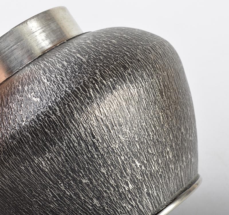 Imai Pewter Tea Canister with Cedar Grain Texture - Japanese Tin Sencha Chatubo with Box
