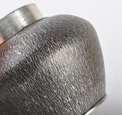 Imai Pewter Tea Canister with Cedar Grain Texture - Japanese Tin Sencha Chatubo with Box