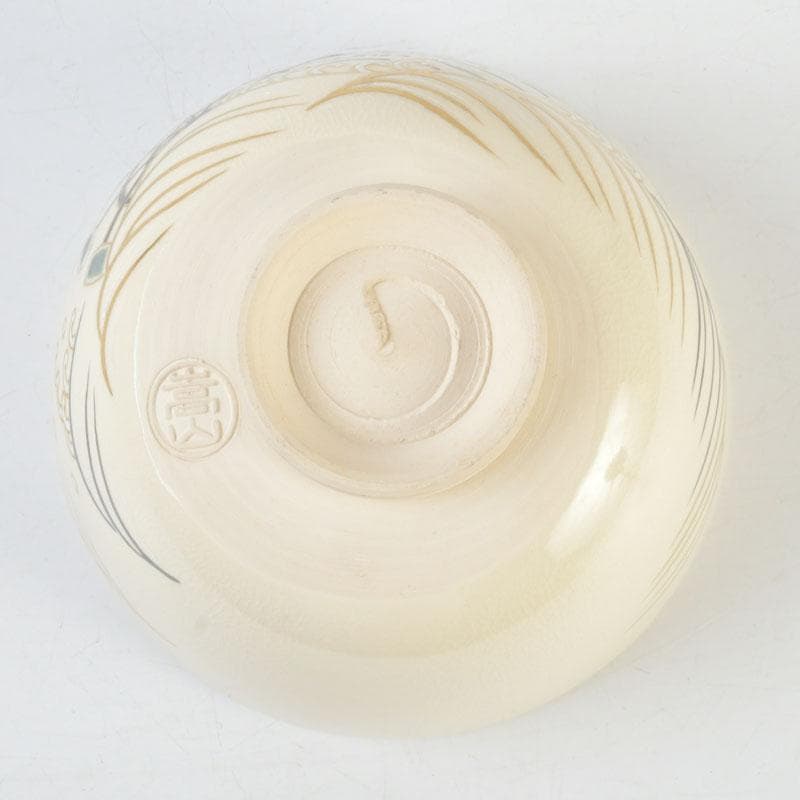 Tsuguji Suzan Ninsei-Style Tea Bowl | Water Wheel, Waves, Willow | Kyoto Tradition | Tomobako