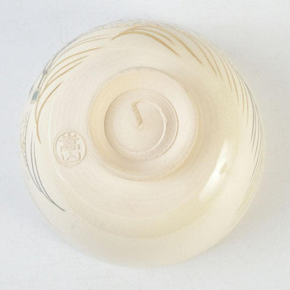 Tsuguji Suzan Ninsei-Style Tea Bowl | Water Wheel, Waves, Willow | Kyoto Tradition | Tomobako