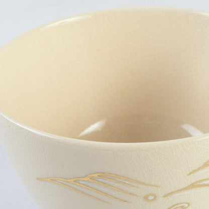 Tsuguji Suzan Ninsei-Style Tea Bowl | Water Wheel, Waves, Willow | Kyoto Tradition | Tomobako
