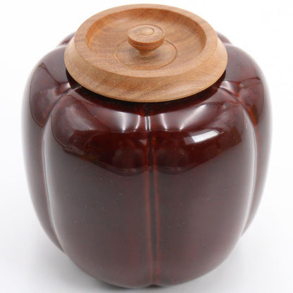 Dōba Sōkō Joshinsai-Konomi Akoda Tame-Nuri Lacquer Tea Caddy with Shifuku