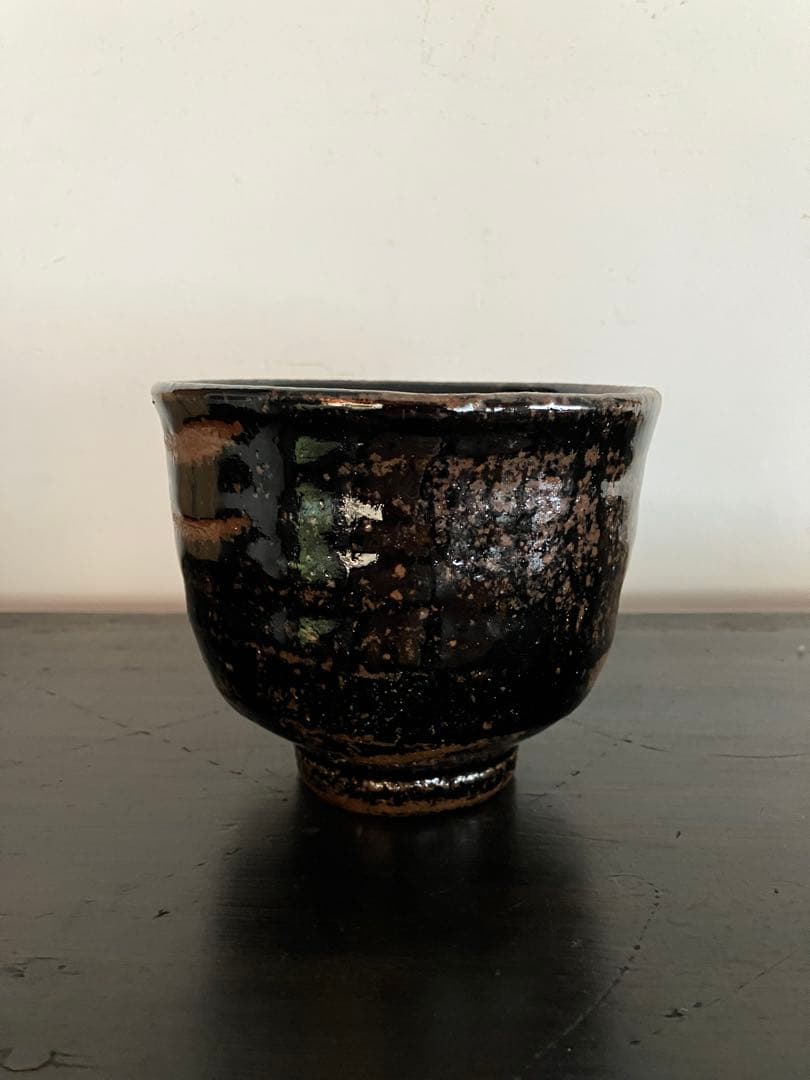 Black Glaze Finger-Draw Tsutsuchawan by Suzuki Teruo — Unused Exhibition Piece, Signed Box, Japanese Tea Ceremony