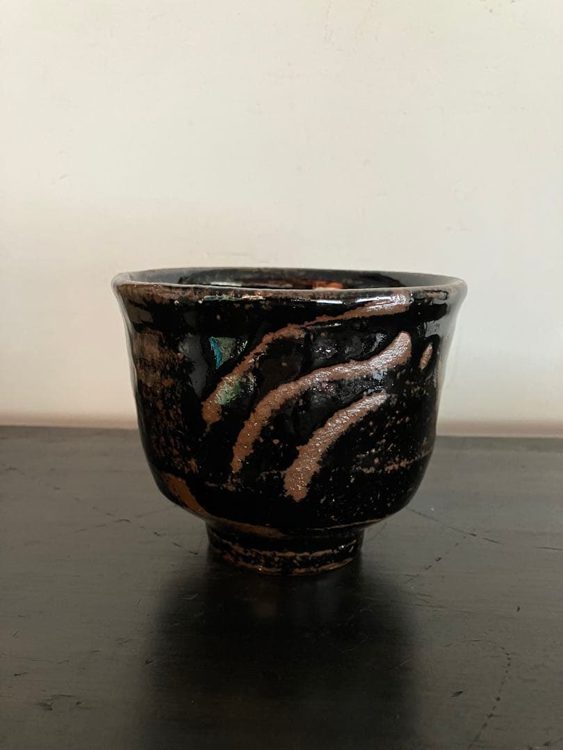Black Glaze Finger-Draw Tsutsuchawan by Suzuki Teruo — Unused Exhibition Piece, Signed Box, Japanese Tea Ceremony