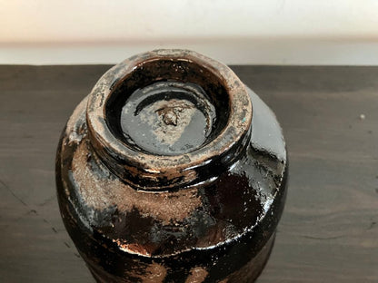 Black Glaze Finger-Draw Tsutsuchawan by Suzuki Teruo — Unused Exhibition Piece, Signed Box, Japanese Tea Ceremony