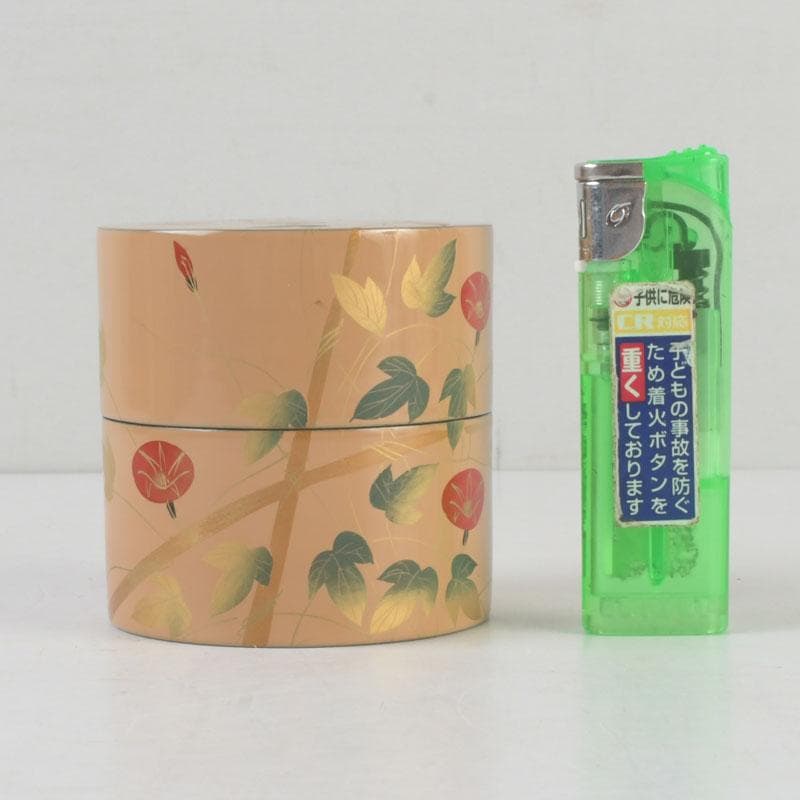 Suiho Morning Glory Maki-e Lacquer Tea Caddy Chaki with Tomobako