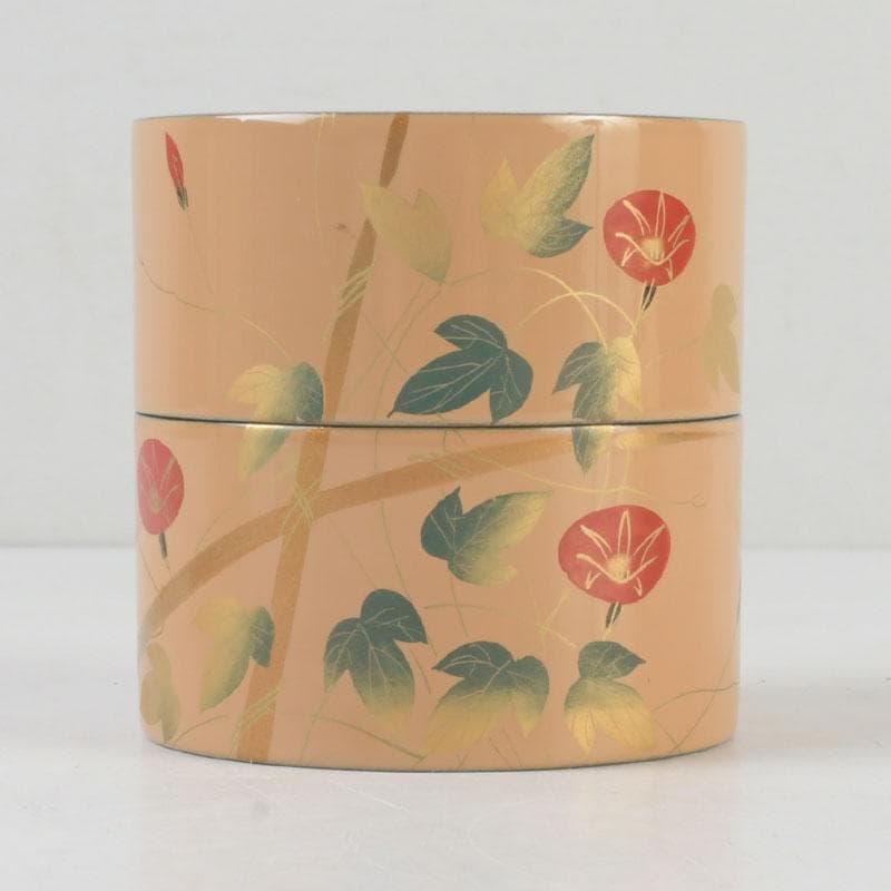 Suiho Morning Glory Maki-e Lacquer Tea Caddy Chaki with Tomobako