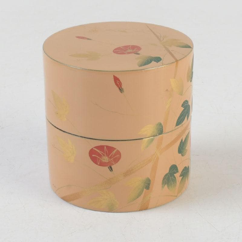 Suiho Morning Glory Maki-e Lacquer Tea Caddy Chaki with Tomobako