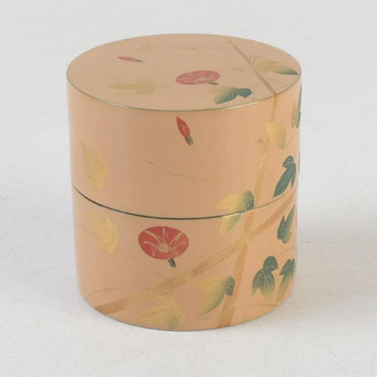 Suiho Morning Glory Maki-e Lacquer Tea Caddy Chaki with Tomobako