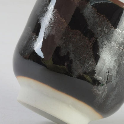 Tenmoku Guinomi Sake Cup by Aoki Ryuzan Order of Culture Laureate Arita Porcelain Signed Tomobako Japan