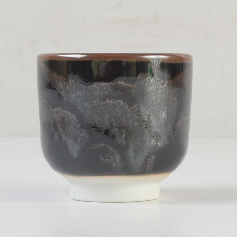 Tenmoku Guinomi Sake Cup by Aoki Ryuzan Order of Culture Laureate Arita Porcelain Signed Tomobako Japan