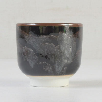 Tenmoku Guinomi Sake Cup by Aoki Ryuzan Order of Culture Laureate Arita Porcelain Signed Tomobako Japan