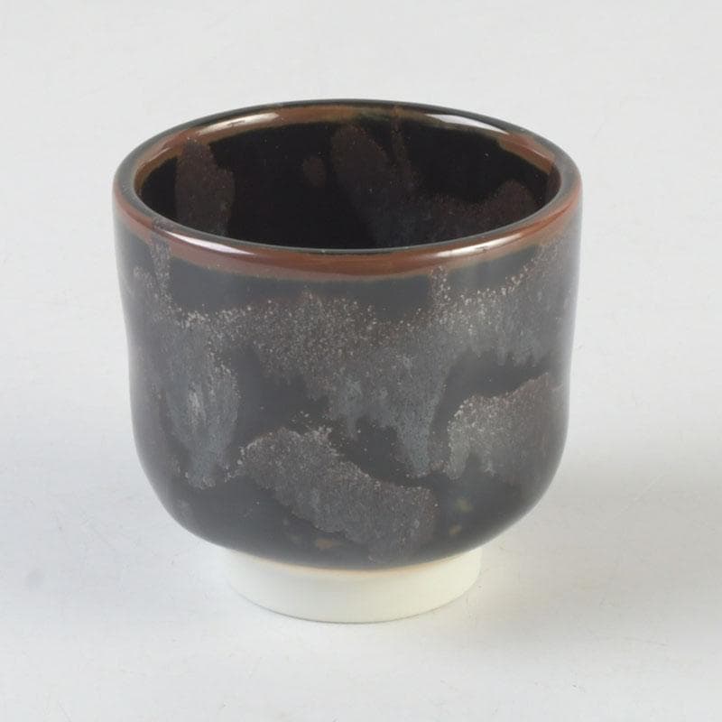 Tenmoku Guinomi Sake Cup by Aoki Ryuzan Order of Culture Laureate Arita Porcelain Signed Tomobako Japan