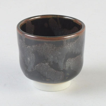 Tenmoku Guinomi Sake Cup by Aoki Ryuzan Order of Culture Laureate Arita Porcelain Signed Tomobako Japan