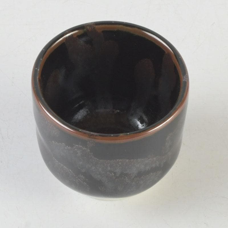 Tenmoku Guinomi Sake Cup by Aoki Ryuzan Order of Culture Laureate Arita Porcelain Signed Tomobako Japan