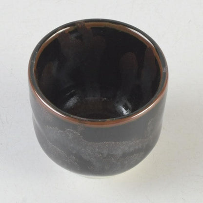 Tenmoku Guinomi Sake Cup by Aoki Ryuzan Order of Culture Laureate Arita Porcelain Signed Tomobako Japan