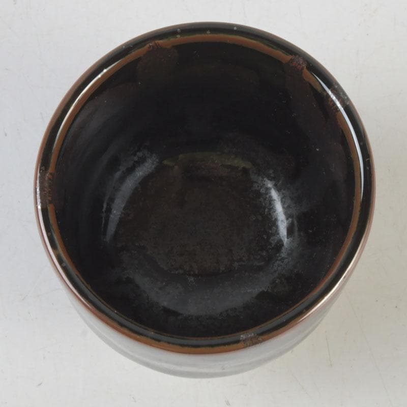 Tenmoku Guinomi Sake Cup by Aoki Ryuzan Order of Culture Laureate Arita Porcelain Signed Tomobako Japan