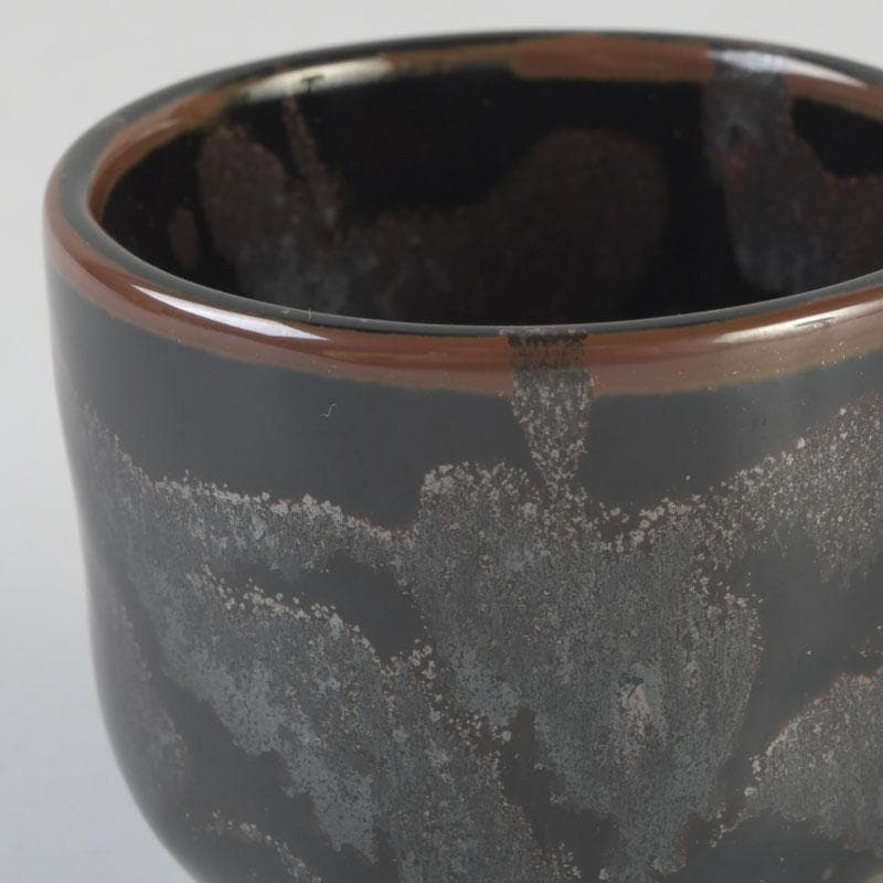 Tenmoku Guinomi Sake Cup by Aoki Ryuzan Order of Culture Laureate Arita Porcelain Signed Tomobako Japan