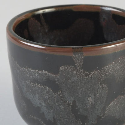 Tenmoku Guinomi Sake Cup by Aoki Ryuzan Order of Culture Laureate Arita Porcelain Signed Tomobako Japan