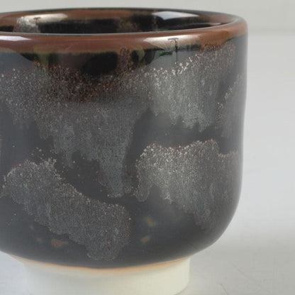 Tenmoku Guinomi Sake Cup by Aoki Ryuzan Order of Culture Laureate Arita Porcelain Signed Tomobako Japan