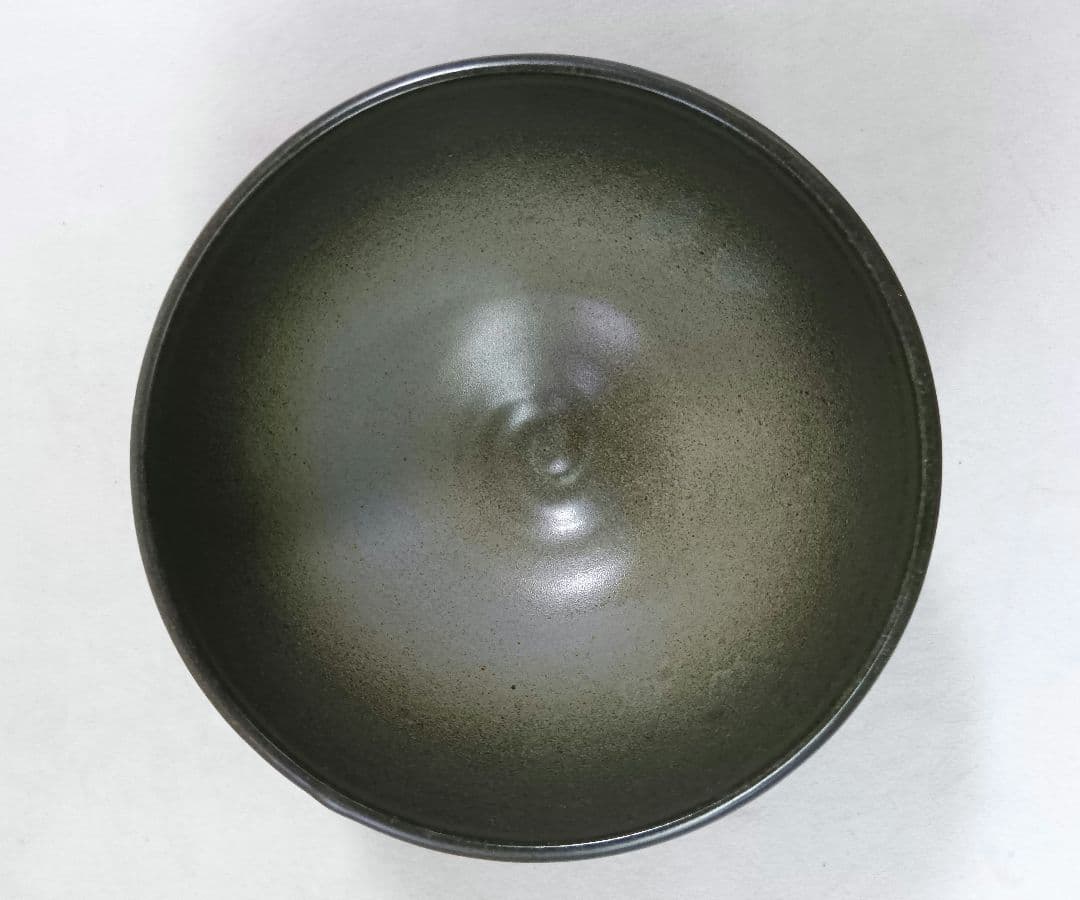 Ash-Glaze Matcha Chawan with Plum Blossom Motif, Signed Wooden Box