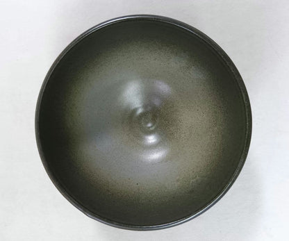 Ash-Glaze Matcha Chawan with Plum Blossom Motif, Signed Wooden Box