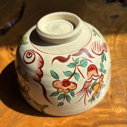 Matcha Bowl Dragon Motif Overglaze Enamel Chawan by Shibata Tadashi