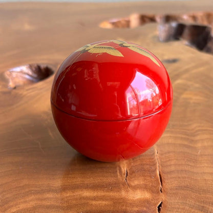 Miyata Sokei Tombo Maki-e Natsume — Echizen Master, Spherical Vermillion with Gold Dragonfly, Signed Box