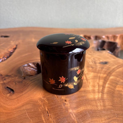 Fuki-yose Maki-e Kinrinji by Nakade Shoho — Autumn Leaves & Hidden Squirrel, Tomobako