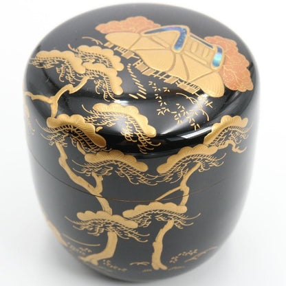 Saijo Issai Inakaya Maki-e Raden Naka-Natsume | Countryside Landscape Lacquer Tea Caddy | Tomobako