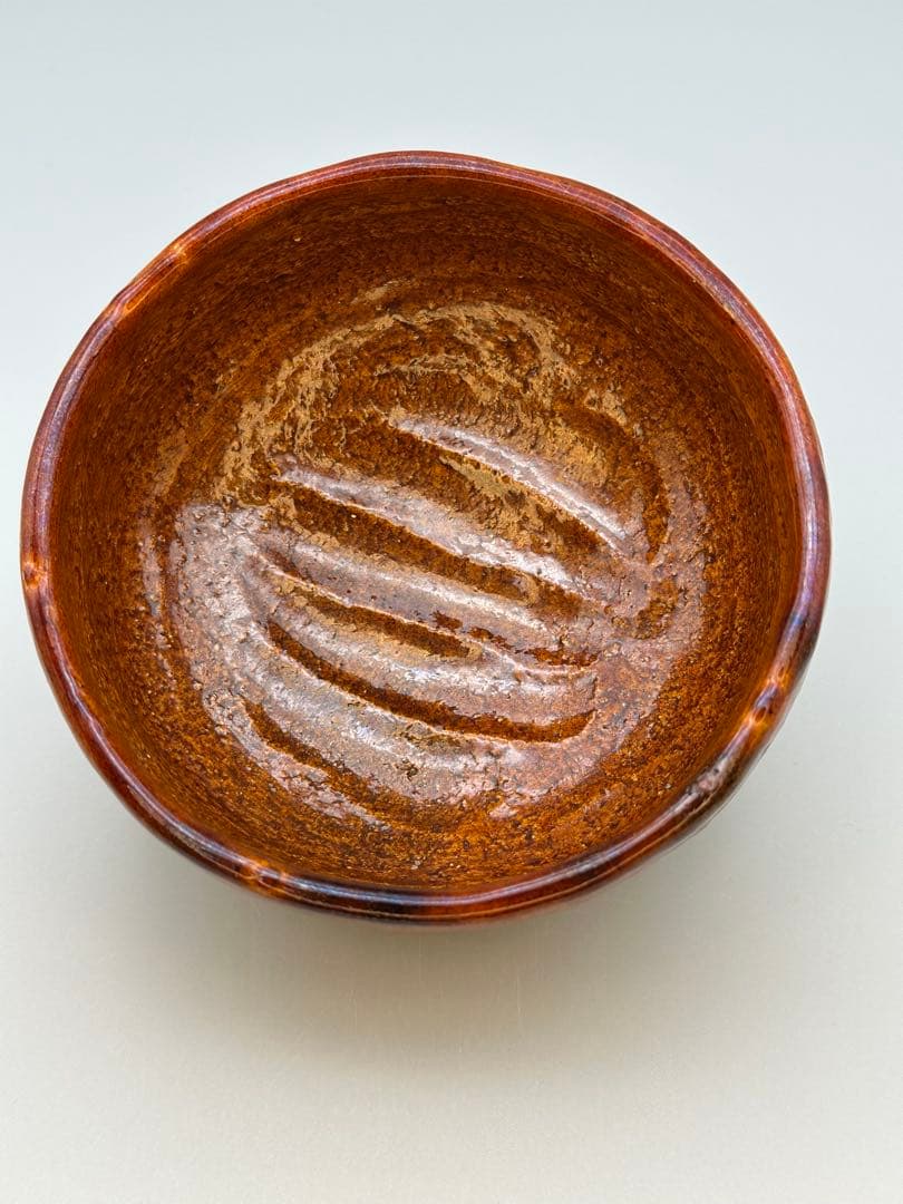 Ohi Chozaemon IX Chawan Ame Glaze Hanashobu Iris Tea Bowl Kanazawa Ohi Ware Urasenke Hand-Built Matcha Chawan with Tomobako