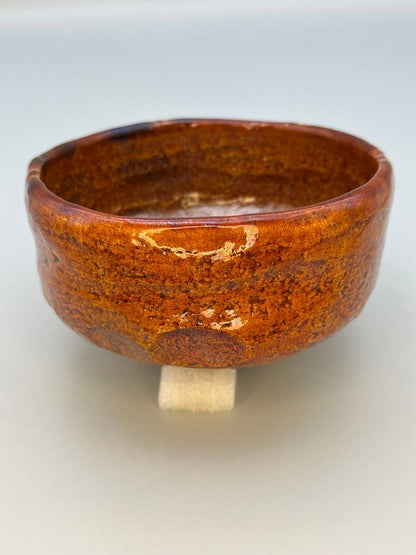 Ohi Chozaemon IX Chawan Ame Glaze Hanashobu Iris Tea Bowl Kanazawa Ohi Ware Urasenke Hand-Built Matcha Chawan with Tomobako
