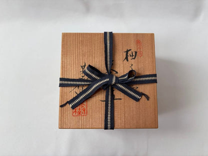 Yuzu-Kuro Matcha Tea Bowl by Sugiura Yoshiki — Black Glazed Chawan with Signed Wooden Box