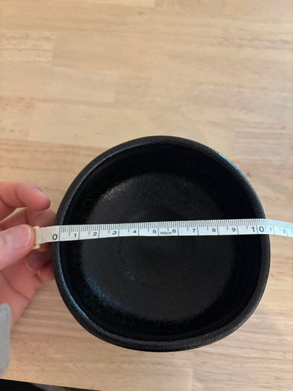Yuzu-Kuro Matcha Tea Bowl by Sugiura Yoshiki — Black Glazed Chawan with Signed Wooden Box