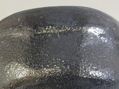 Nakamura Donen 1st Gen Black Raku Tea Bowl Rustic Sand Texture Chawan
