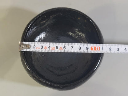 Nakamura Donen 1st Gen Black Raku Tea Bowl Rustic Sand Texture Chawan